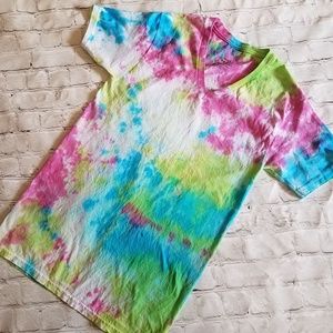 Handmade Multicolor Tie Dye V-neck T-shirt
